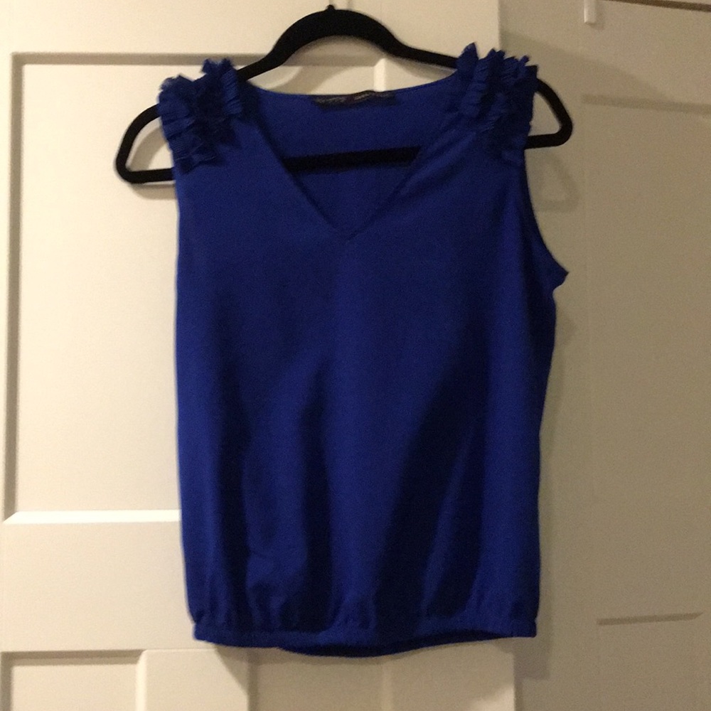 Sleeveless Zara top in royal blue.